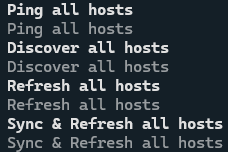 Example of Exosphere TUI Command Palette with global host operations